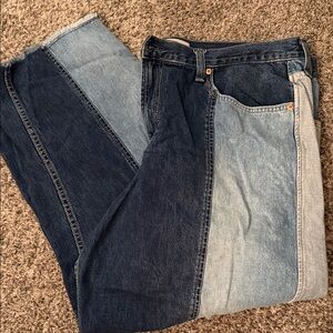 Patchwork barrel jeans